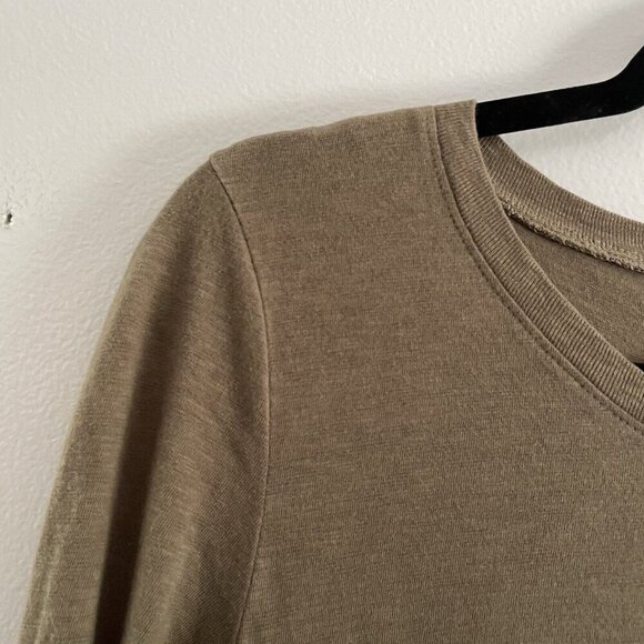 Aerie Women L Olive Green Cotton Casual Long Sleeve Side Tie T-Shirt Dress - Picture 8 of 12